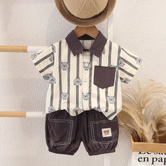 Baby Boy Clothes Set T-Shirt+Shorts Kids Boy Summer Clothing Set Cute Cartoon Bear Outfit Set Infant Toddler Tee Shirt Pants