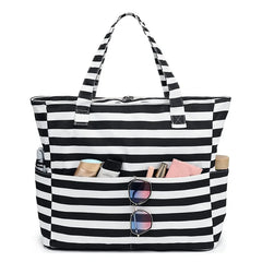 Beach Tote Bag Women Foldable Travel Bag with Anti-Sand Pocket Lightweight Storage Bag for Gym/Shopping Packable in Carry-On