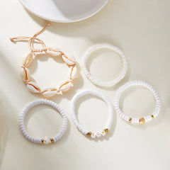 קיץ בוהמי כוכב ים צדף קונכייה צמידי לנשים גברים אופנה צבעוני חרוזים צמיד חוף תכשיטי חג מסיבת אביזרים