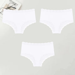 3PCS Women Cotton Lace Underwear Sexy Breathable Solid Panties S-XXL Low-Waist Seamless Briefs Girls Sports Soft Lingerie New