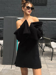 2025 Women Ins Style Sexy Backless Neck-hanging Long Sleeve Fishtail Dress Knit Beachwear Summer Swimsuit Bikini Cover-ups A2825