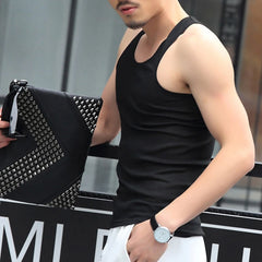 Fashion Men's T-Shirts Tank Tops Undershirt Gym Workout Stringer Fitness T-Shirt Beater Underwear Vest Clothing