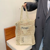 2025 Women Embroidered Straw Tote Bag Large Capacity Adjustable Crossbody Beach Boho Handwoven Seagrass Vacation Shoulder Purse