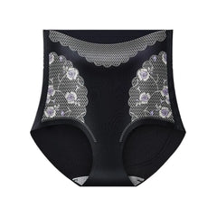 Lingerie Flower Slimming Shapewear Ice Silk High Waist Body Shaping Briefs Underpants Seamless Tummy Control Underwear Female