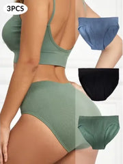 3pcs Women Seamless and Comfortable Large Size Mid Waist Triangle Underwear Made of Pure Cotton Lifting Breathable and Buttocks