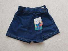 קוריאני אופנה חדשה קיץ ילדי בנות חצאית מכנסיים קצרים מוצק אלסטי מותניים כפתור רך ג'ינס קולוט ילדים רב-תכליתיים בגדים