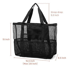 Wasserdichte und sandabweisende Strandtasche aus Netzgewebe – Große Badetasche für Damen, ideal für den Urlaub und als Strandaccessoires