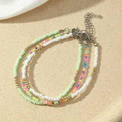 3 יח'\סט בוהמי צבעוני חרוזים חרוזים צמידי קרסול לנשים קיץ אוקיינוס חוף בעבודת יד קרסול צמיד רגל רגל חוף שרשרת מתנה