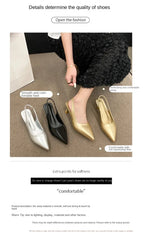 Fashion Female Shoes 2025 New Women's Pumps Solid Color Simple Mid Heel Shoes Sexy Pointed Toe Slingback Elegant Dress Shoes