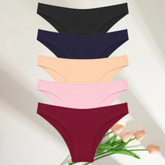 FINETOO 5PCS/Set M-XXL Panties Women Cotton Lingerie Woman Underwear Sexy Femme Underwear Girls Underpant Panty 7 Solid Colors