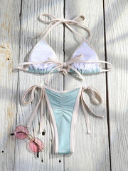 Miyouj Bandage Swimwear Glänzendes Bikini-Set Triangel-Badeanzug 2-teiliger Badeanzug Sexy Bikini Mujer Micro-Tanga Strandbekleidung Sommer