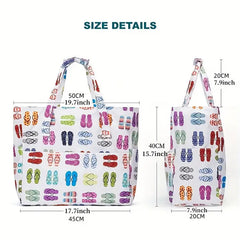 Beach Tote Bag Women Foldable Travel Bag with Anti-Sand Pocket Lightweight Storage Bag for Gym/Shopping Packable in Carry-On