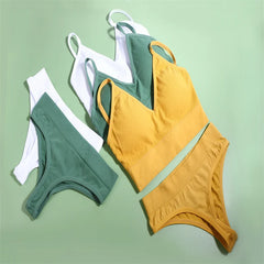 Lingerie Women's UnderwearSexy Sport BralettSeamless BraSet Low Waist TraceThong Sports Two Piece Bra Woman Clothing Short Sets