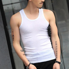 Men Vest O-neck Sleeveless Tank Tops Slim Fit Summer Vest Fitness Gym Workout Undershirt Bodybuilding Running Vest