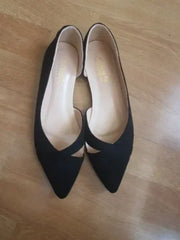 Women Flats Pink Black Pure Color Plus Small Size 35 Large 41 42 43 44 Suede Leather Pointed Toe Office Lady Flat Heel Shoes