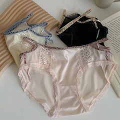 תחתוני נשים רכים וסקסיים תחרה תחתונים שקופים למחצה נושם מותן בינוני צבע איות נוח תחתונים דקים אינטימיים