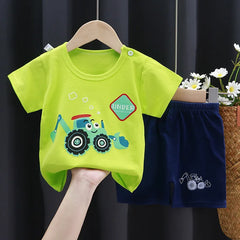 Kinderbekleidungssets für Jungen: T-Shirts mit Cartoon-Print, schlichte modische T-Shirts, Shorts, neue süße Oberteile, Trainingsanzüge, Kurzarm-Tops für Kinder, Shorts