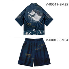 3 to 14 years kids kimono + shorts Japanese costume boys girls fashion kimono haori cardigan Jacket children beach wear cloak