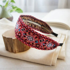 Breiter Turban für Damen, Haaraccessoires, Kopfbedeckungen, bestickte Haarreifen, Haarbänder, Stirnbänder, Kopftücher