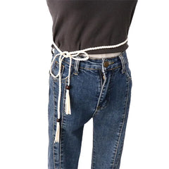 Waistbands Accessories Wooden Bead Thin Belts Bohemian Women Waist Chain Braided Tassel Belt Ethnic Style Belts Waist Rope