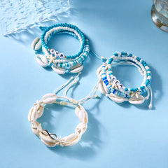 קיץ בוהמי כוכב ים צדף קונכייה צמידי לנשים גברים אופנה צבעוני חרוזים צמיד חוף תכשיטי חג מסיבת אביזרים