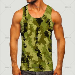 Men's Camoufiage Casual Sportwear Tees Summer Sleeveless 3D Camo Print Solider Vest Fitness Daily Oversized Male Tactic Tops