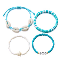 קיץ בוהמי כוכב ים צדף קונכייה צמידי לנשים גברים אופנה צבעוני חרוזים צמיד חוף תכשיטי חג מסיבת אביזרים