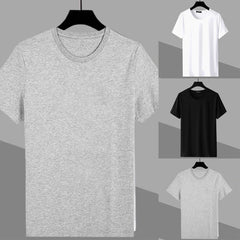 Casual Men's O Neck Solid Color Short Sleeve T Shirts Casual Slim Fit T Shirt Tee Top Pullover For Men Clothing