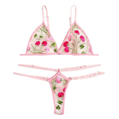 Sexy G-string Thong Sleepwear Lingerie Set For Women Plus Size Lingerie Flower Lace Underwear Sexy Plus Size Lingerie Sets