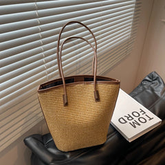 Summer Beach Bags For Women Handmade Rattan Woven Shoulder Bags Large Capacity Straw Bag Bohemian Casual Travel Handbag Totes