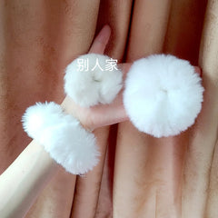 Anime-Accessoires, weißer Pelzhaarring, japanischer Lolita-Stil, doppelter Pferdeschwanz, Haarschmuck, Haarband, Kawaii-Accessoires