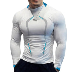 Men Workout Long Sleeve T-shirt Gym Shirt Round Neck Slim Fit T-shirt Sweat Absorption Workout Tees Quick Dry Sports T-shirts