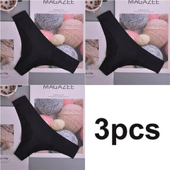 3er-Pack Damen-Slips aus Eisseide, niedrig geschnitten, V-förmiger Bund, Baumwollzwickel, atmungsaktiv, schnelltrocknend, Sportunterwäsche