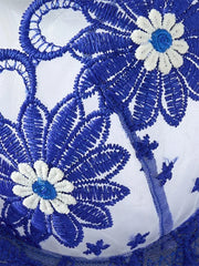 Fairy Sexy Lingerie Floral Embroidery Wire Bra Set Deep Blue Mesh Underwear Transparent Lingerie Honeymoon Intimate Lingerie Set