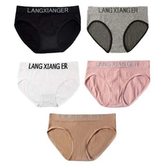 5Pcs Comfortable Letter Simple Panties Mid Waist Underpants Seamless Underwear Briefs Cotton Crotch Underwear for Women Lady
