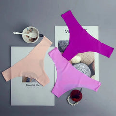 3er-Pack nahtlose Damen-Slips aus Eisseide, niedrig geschnitten, V-förmiger Bund, Baumwollzwickel, atmungsaktiv, schnelltrocknend, Sportunterwäsche