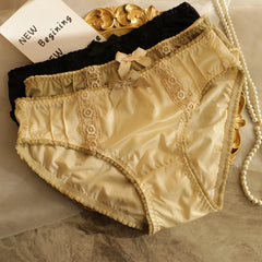 Satin Women's Underwear Mid-Waist Comfortable Butt Covering e Pants Youth Size Large Casual Home Clothes