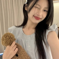 Striped Undershirt Pajamas Women's Sleeveless Shorts Thin Section Small Fly Sleeve Sweet Homewear Ladies Sleepwear Loungewear