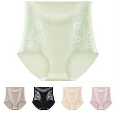 Lingerie Flower Slimming Shapewear Ice Silk High Waist Body Shaping Briefs Underpants Seamless Tummy Control Underwear Female