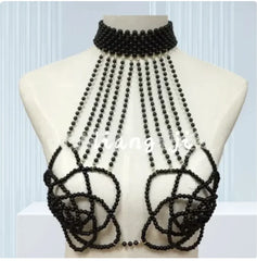 Sexy Accessories Women Bikini Pearl Chest chain Body Chain Jewelry Totally Hand-made Bra Fringed For Beach Nightclub Waist Chain