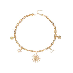 Seestern-Meerjungfrauen-Halskette für Damen, Sommer, Boho-Stil, Anhänger aus Legierung, Schlüsselbeinkette, Strandschmuck, Geschenk für sie, Retro-Urlaubsaccessoires