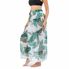 Women Long Print Sarongs Swimsuit Coverups Beach Bikini Wrap Sheer Long Skirt Chiffon Scarf Cover Ups for Swimwear