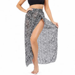 Women Long Print Sarongs Swimsuit Coverups Beach Bikini Wrap Sheer Long Skirt Chiffon Scarf Cover Ups for Swimwear