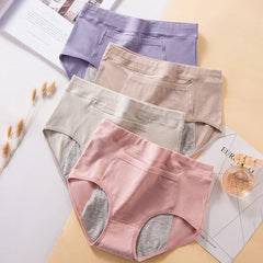 4pcs High-waisted Oversized Physiological Underwear Cotton Underwear WOMEN'S Menstrual Leakproof Safety Sanitary Pants