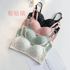 Lingerie No Rim Gathered Bra Fairy Sweet Cream Fufu Tube Top Preppy Style Students Small Bra