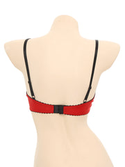 Womens Sexy Contrast Lingerie Half Cup Lace Push Up Balconette Bra Tops Adjustable Spaghetti Straps Underwire Bralette Underwear