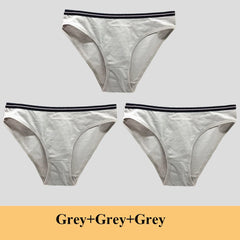 תחתוני נשים תחתוני כותנה מותן נמוכים מוצקים חמודים קשת רכים לנשימה 3 יח'\חבילה