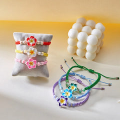 צמידי הוואי לנשים בוהמי ארוג פרח טרופי צמידי פרחים בעבודת יד צמה קיץ חוף בנות תכשיטי אביזרים