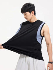 Summer Men's Sleeveless T-Shirt Simple Design Outdoor Fashion Sports Round Neck Vest Top Loose Breathable Quick Dry Male Clothes