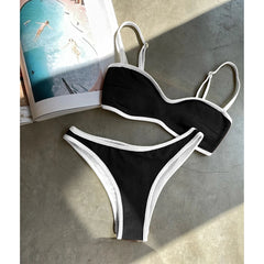 Micro Bikinis Push Up Women Swimsuits 2025 Sexy Swimwear Brazilian Bikini Set Pink Biquini Patchwork Swimsuit Bandeau Beachwear